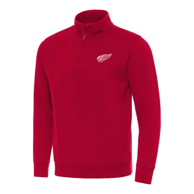 Men's Antigua  Red Detroit Wings Victory Quarter-Zip Mock Sweatshirt