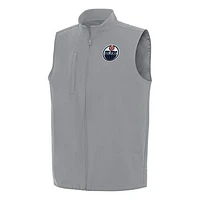 Men's Antigua Gray Edmonton Oilers Regard Full-Zip Vest