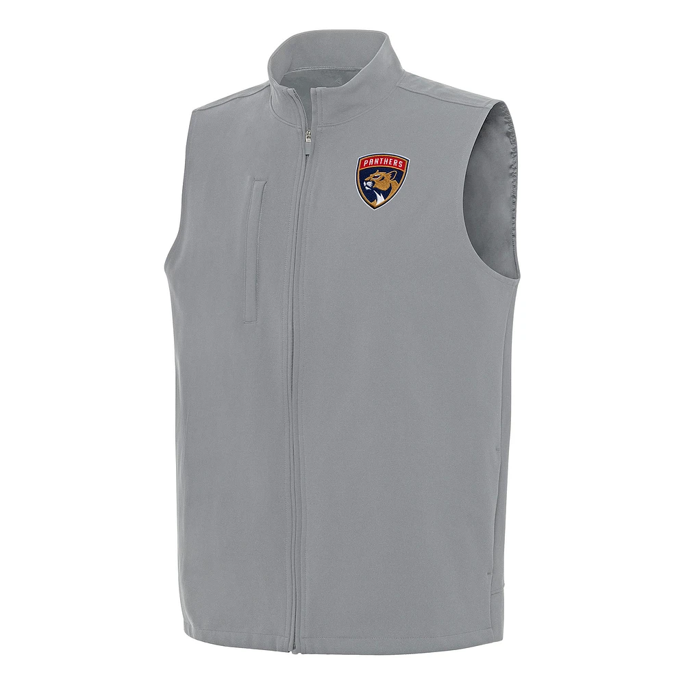 Men's Antigua Gray Florida Panthers Regard Full-Zip Vest
