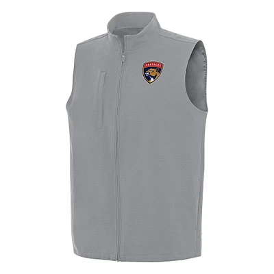 Men's Antigua Gray Florida Panthers Regard Full-Zip Vest