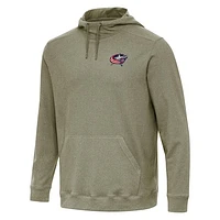 Men's Antigua Olive Columbus Blue Jackets Cloud Pullover Hoodie