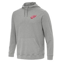 Men's Antigua Heather Detroit Red Wings Cloud Pullover Hoodie