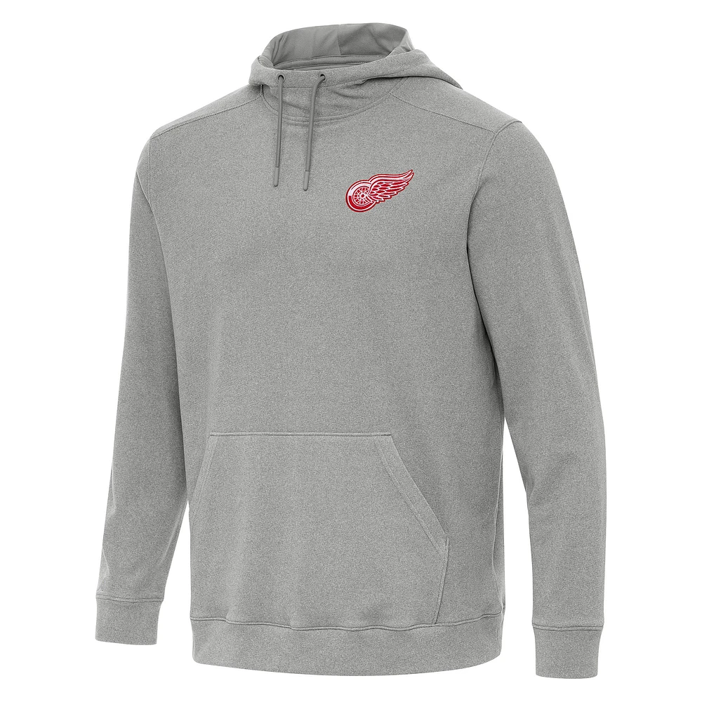 Men's Antigua Heather Detroit Red Wings Cloud Pullover Hoodie