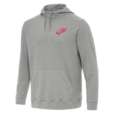 Men's Antigua Heather Detroit Red Wings Cloud Pullover Hoodie