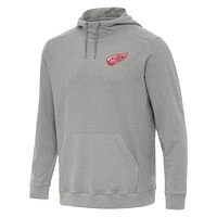 Men's Antigua Heather Detroit Red Wings Cloud Pullover Hoodie