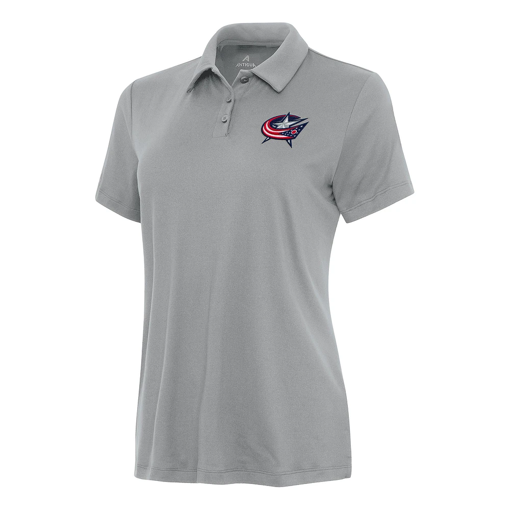 Women's Antigua Gray Columbus Blue Jackets Reprocess Polo