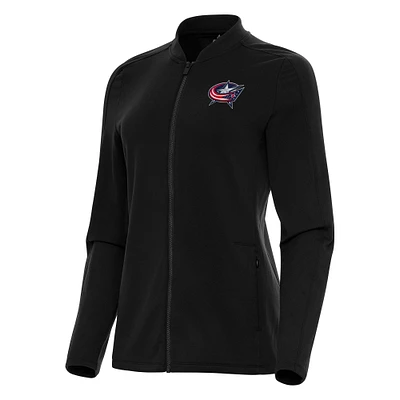 Women's Antigua Black Columbus Blue Jackets Continual Full-Zip Jacket