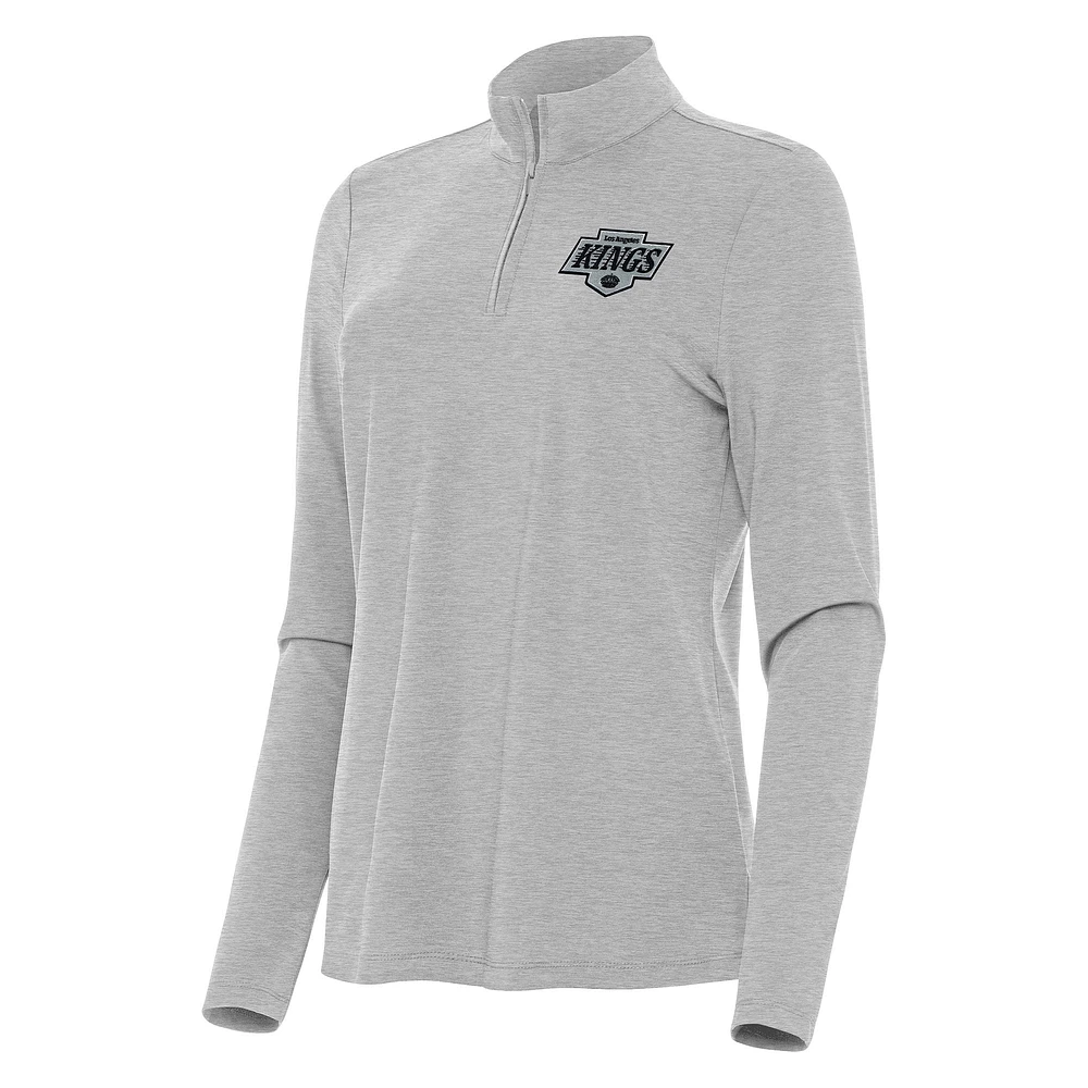 Women's Antigua Heather Los Angeles Kings Bright Quarter-Zip Top