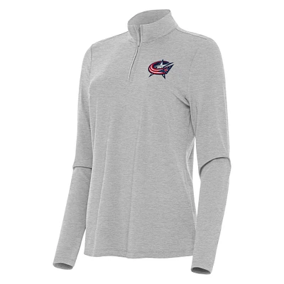 Women's Antigua Heather Columbus Blue Jackets Bright Quarter-Zip Top