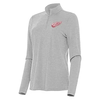 Women's Antigua Heather Detroit Red Wings Bright Quarter-Zip Top