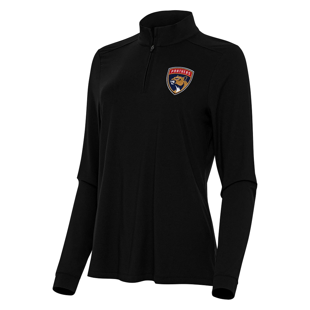 Women's Antigua Black Florida Panthers Intent Quarter-Zip Top
