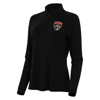 Women's Antigua Black Florida Panthers Intent Quarter-Zip Top