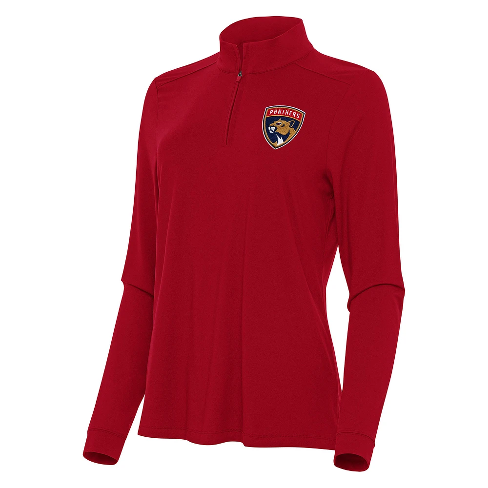 Women's Antigua Red Florida Panthers Intent Quarter-Zip Top