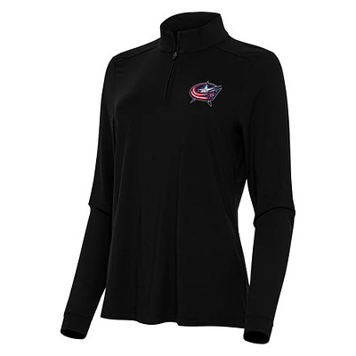 Women's Antigua Black Columbus Blue Jackets Intent Quarter-Zip Top