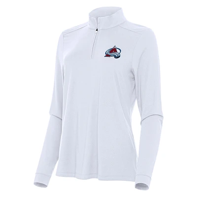Women's Antigua White Colorado Avalanche Intent Quarter-Zip Top