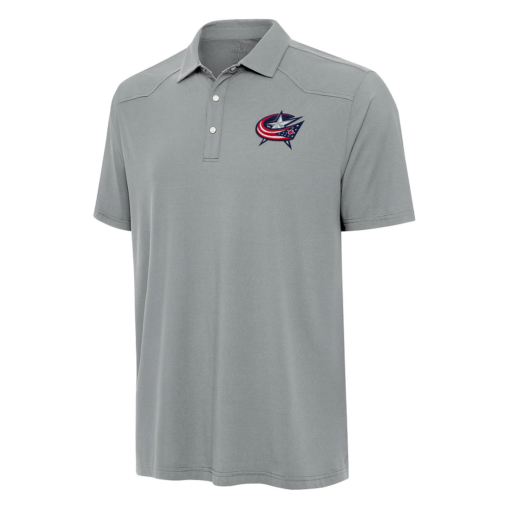 Men's Antigua Gray Columbus Blue Jackets Western Polo