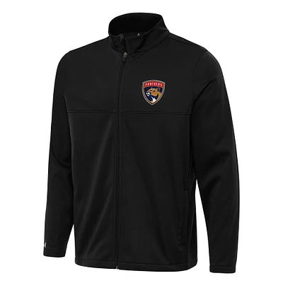 Men's Antigua Black Florida Panthers Links 2 Full-Zip Golf Jacket