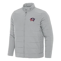Men's Antigua Gray Columbus Blue Jackets Swelter Full-Zip Puffer Jacket