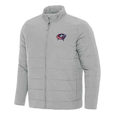 Men's Antigua Gray Columbus Blue Jackets Swelter Full-Zip Puffer Jacket
