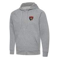 Men's Antigua Heather Gray Florida Panthers Big & Tall Victory Full-Zip Hoodie