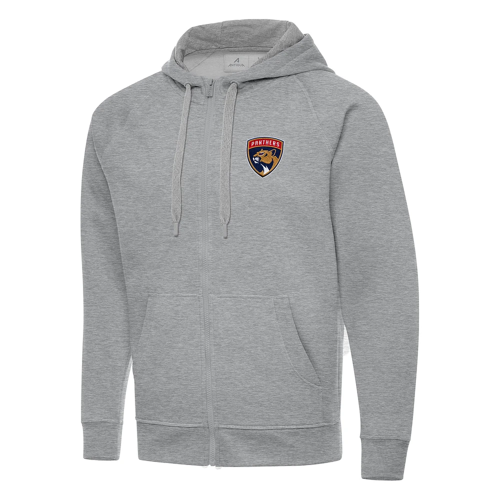 Men's Antigua Heather Gray Florida Panthers Big & Tall Victory Full-Zip Hoodie