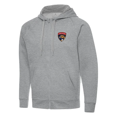 Men's Antigua Heather Gray Florida Panthers Big & Tall Victory Full-Zip Hoodie