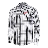 Men's Antigua Red/Gray Detroit Red Wings Tending 2 Button-Down Long Sleeve Shirt