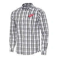 Men's Antigua Red/Gray Detroit Red Wings Tending 2 Button-Down Long Sleeve Shirt