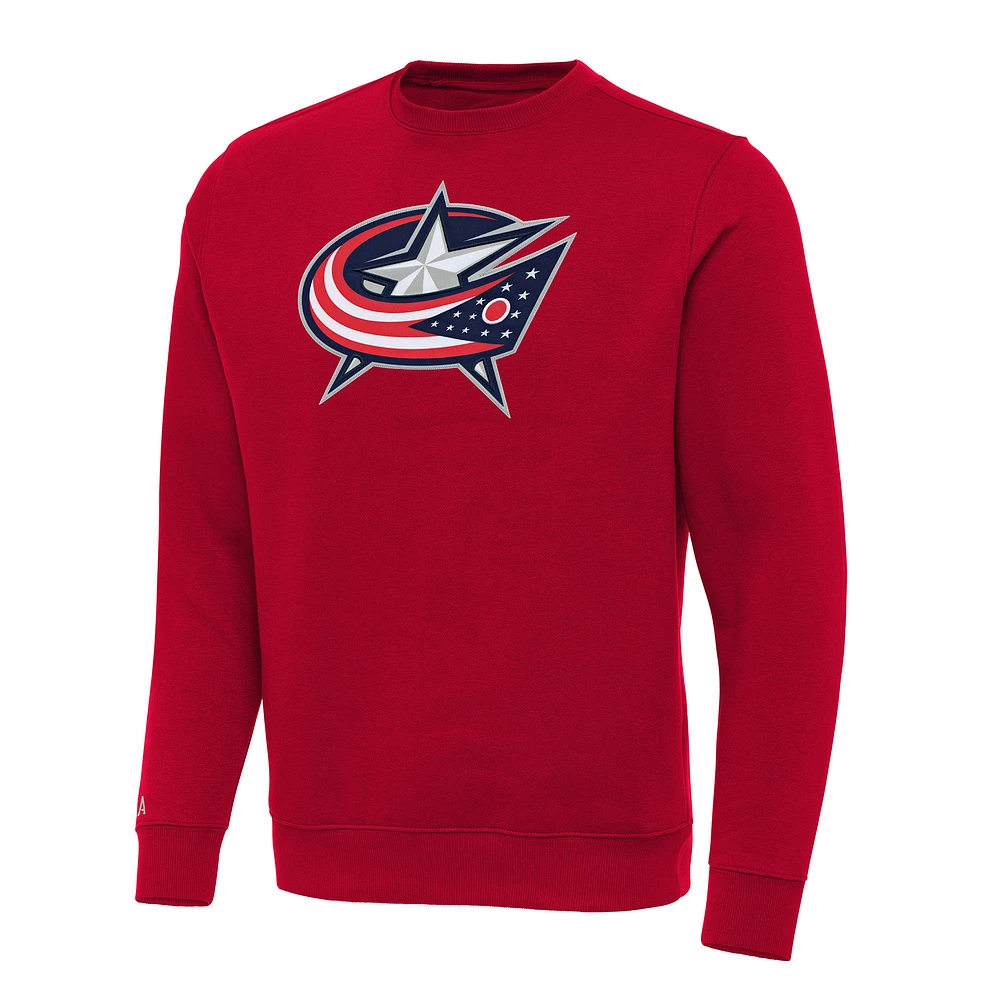 Men's Antigua Red Columbus Blue Jackets Big & Tall Victory Crewneck Pullover Sweatshirt