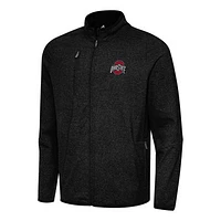 Men's Antigua Heather Black Ohio State Buckeyes Hold-Up Full-Zip Tri-Blend Jacket