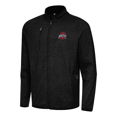 Men's Antigua Heather Black Ohio State Buckeyes Hold-Up Full-Zip Tri-Blend Jacket