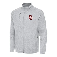 Men's Antigua Heather Gray Oklahoma Sooners Hold-Up Full-Zip Tri-Blend Jacket