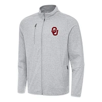 Men's Antigua Heather Gray Oklahoma Sooners Hold-Up Full-Zip Tri-Blend Jacket
