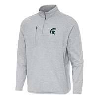 Men's Antigua Heather Gray Michigan State Spartans Certain Quarter-Zip Tri-Blend Sweatshirt