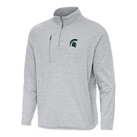 Men's Antigua Heather Gray Michigan State Spartans Certain Quarter-Zip Tri-Blend Sweatshirt