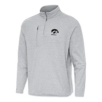 Men's Antigua Heather Gray Iowa Hawkeyes Certain Quarter-Zip Tri-Blend Sweatshirt