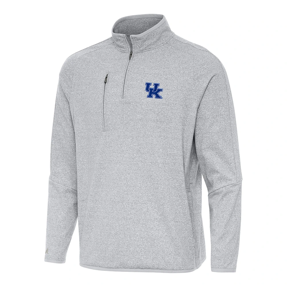 Men's Antigua Heather Gray Kentucky Wildcats Certain Quarter-Zip Tri-Blend Sweatshirt