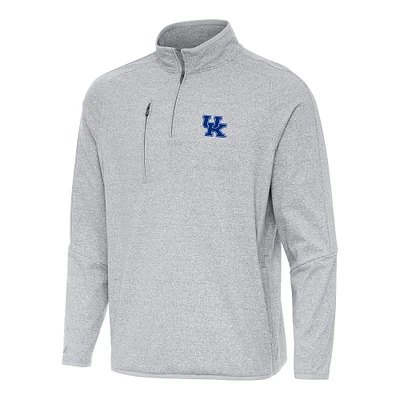 Men's Antigua Heather Gray Kentucky Wildcats Certain Quarter-Zip Tri-Blend Sweatshirt