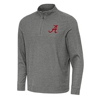 Men's Antigua Heather Black Alabama Crimson Tide Subtle Quarter-Zip Sweatshirt