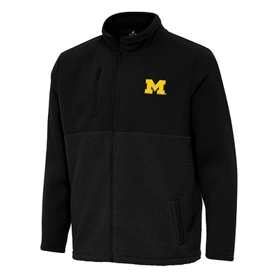 Men's Antigua Black Michigan Wolverines Daily Fused Full-Zip Jacket
