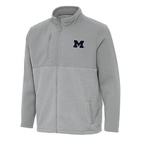 Men's Antigua Gray Michigan Wolverines Daily Fused Full-Zip Jacket