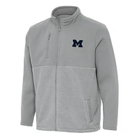 Men's Antigua Gray Michigan Wolverines Daily Fused Full-Zip Jacket