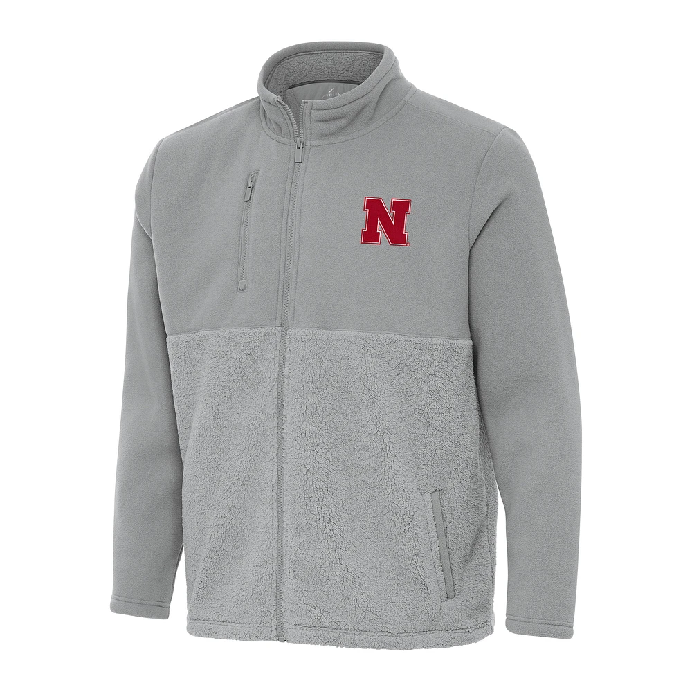 Men's Antigua Gray Nebraska Huskers Daily Fused Full-Zip Jacket
