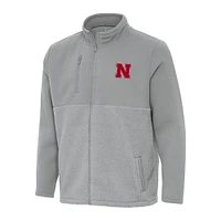 Men's Antigua Gray Nebraska Huskers Daily Fused Full-Zip Jacket