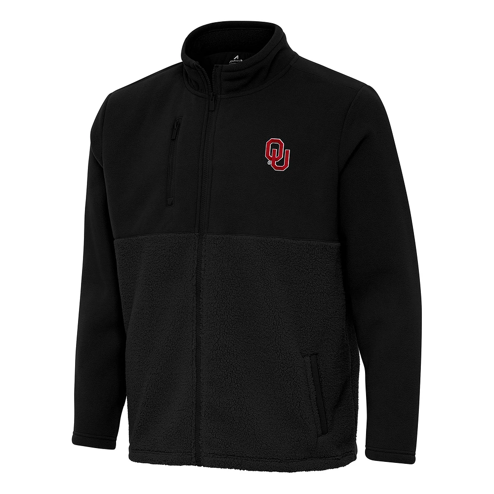 Men's Antigua Black Oklahoma Sooners Daily Fused Full-Zip Jacket