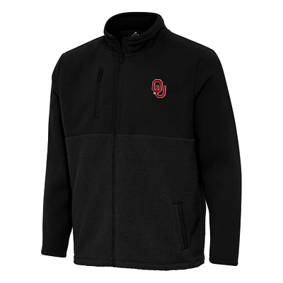 Men's Antigua Black Oklahoma Sooners Daily Fused Full-Zip Jacket