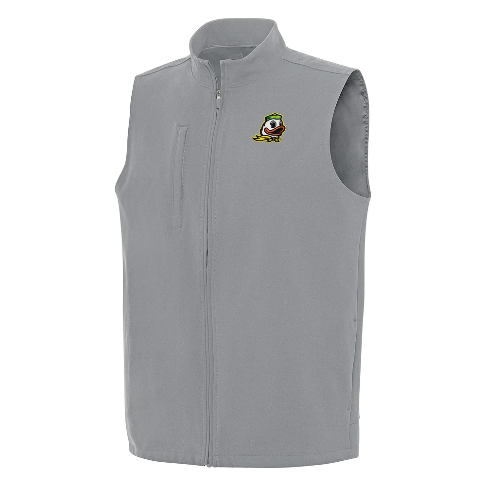 Men's Antigua Gray Oregon Ducks Regard Full-Zip Vest