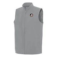 Men's Antigua Gray Florida State Seminoles Regard Full-Zip Vest