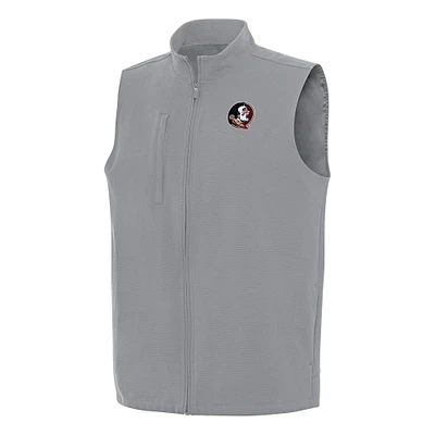Men's Antigua Gray Florida State Seminoles Regard Full-Zip Vest
