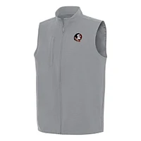 Men's Antigua Gray Florida State Seminoles Regard Full-Zip Vest